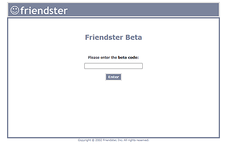 Friendster website in 2002
