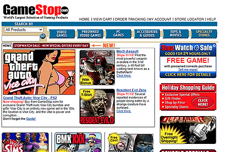 GameStop website in 2002