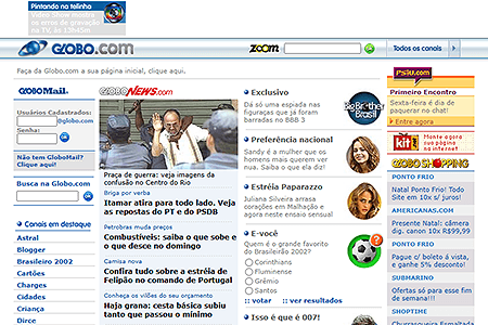 Globo.com website in 2002