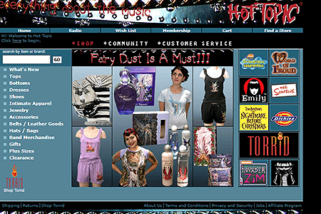 Hot Topic website in 2002