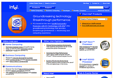 Intel website in 2002