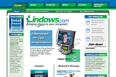 Lindows.com website in 2002