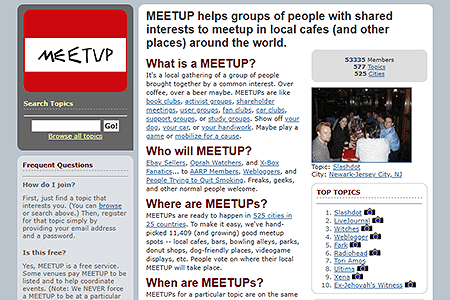 MeetUp website in 2002