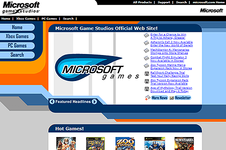 Microsoft Games website in 2002