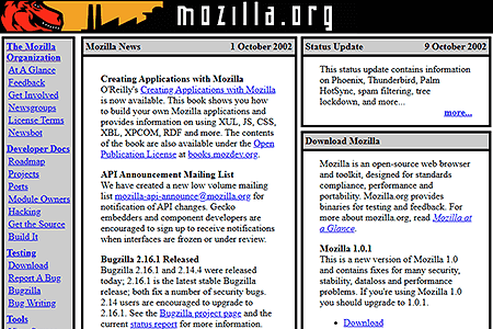 Mozilla.org website in 2002
