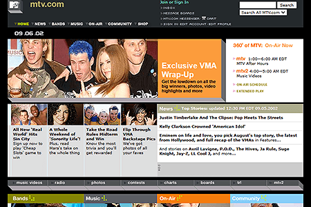 MTV Online website in 2002