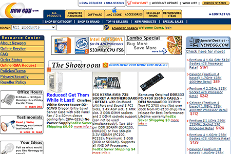 NewEgg website in 2002