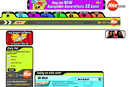 Nickelodeon website in 2002