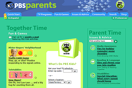 PBS Parents website in 2002