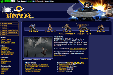 PlanetUnreal website in 1999