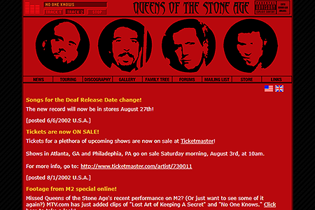 Queens of the Stone Age website in 2002