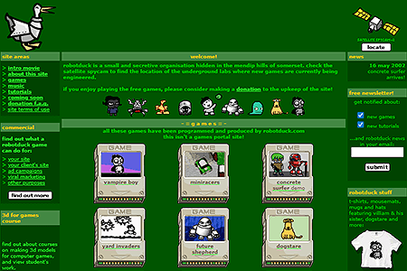 RobotDuck website in 2002