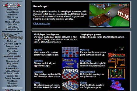 RuneScape website in 2002