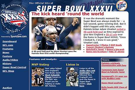 SuperBowl.com website in 2002