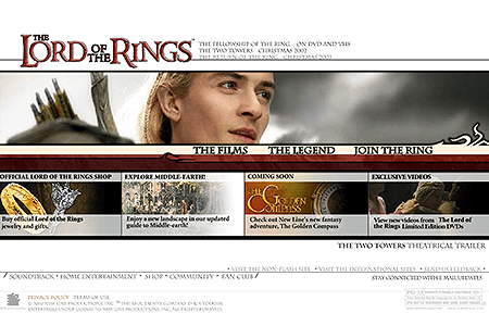 The Lord of the Rings flash website in 2002