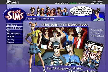 The Sims for Playstation 2 website in 2002