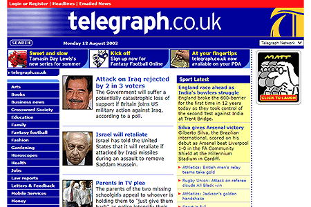 The Telegraph website in 2002