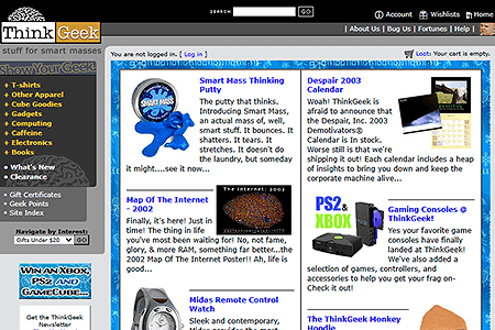 ThinkGeek website in 2002
