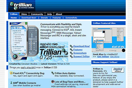 Trillian website in 2002