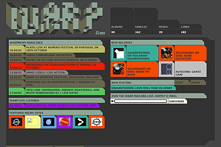 Warp Records website in 2002