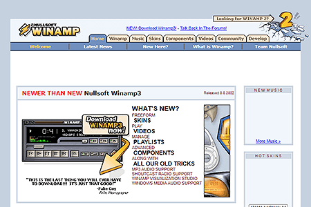 Winamp website in 2002