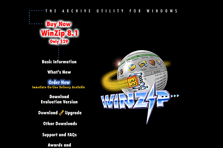 WinZip website in 2002