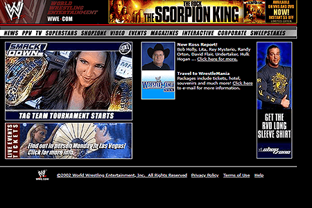 WWE website in 2002