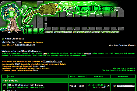 Xbox Clubhouse website in 2002