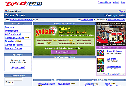Yahoo Games website in 2002