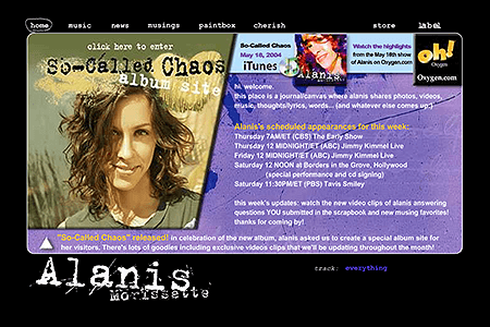 Alanis Morissette flash website in 2003