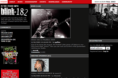 Blink-182 website in 2003