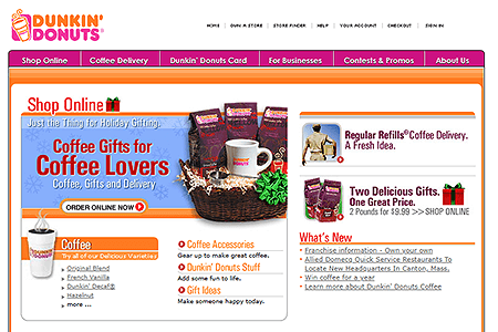Dunkin' Donuts website in 2003