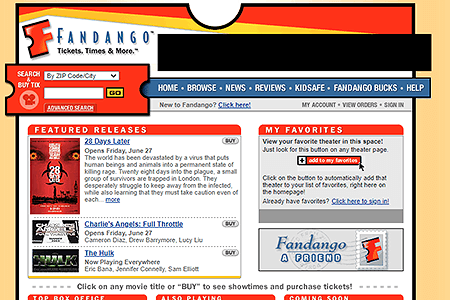 Fandango website in 2003