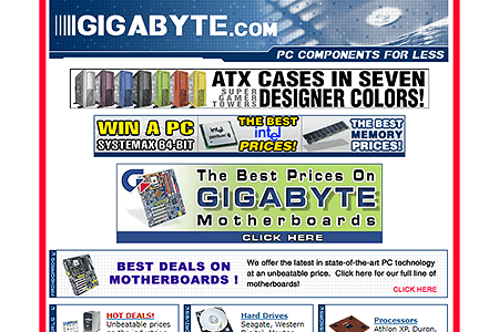 Gigabyte Technology website in 2003