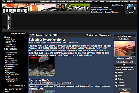GTAGaming website in 2003