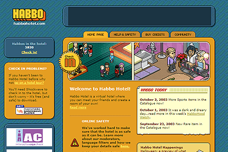 Habbo Hotel website in 2003