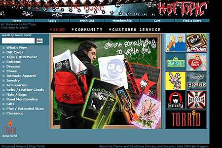 Hot Topic website in 2003