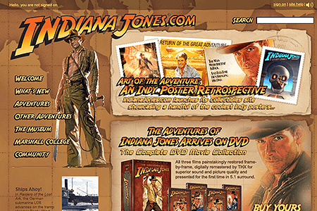 Indiana Jones website in 2003