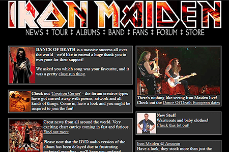 Iron Maiden website in 2003