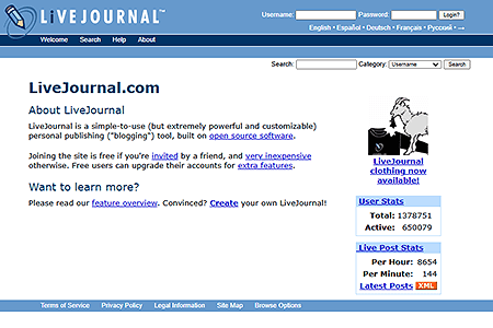LiveJournal.com website in 2003