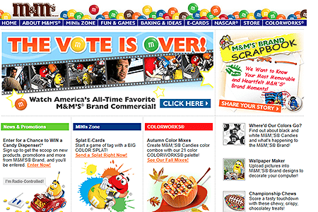 M&M’s website in 2003