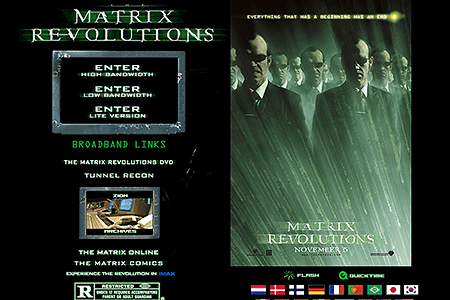 The Matrix Revolutions website in 2003