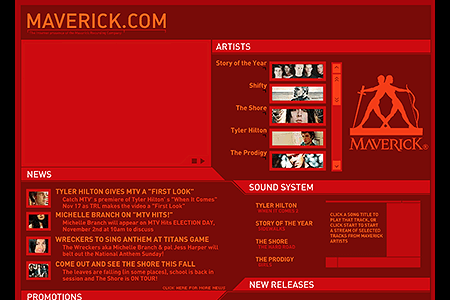 Maverick Records website in 2003