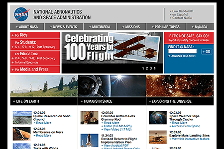 NASA website in 2003