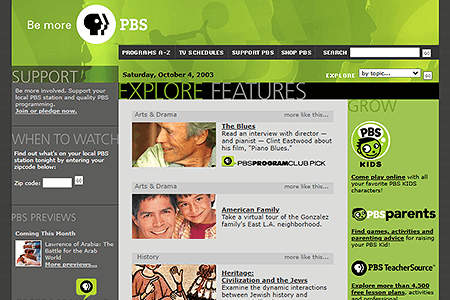 PBS website in 2003