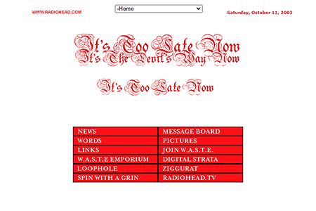 Radiohead website in 2003