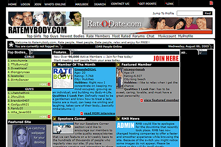 RateMyBody website in 2003