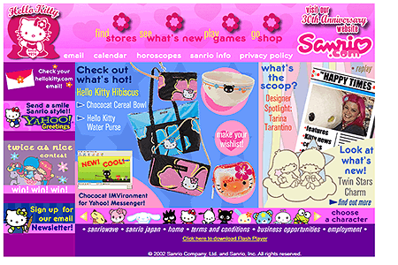 Sanrio website in 2003