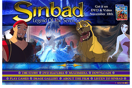 Sinbad: Legend of the Seven Seas flash website in 2003