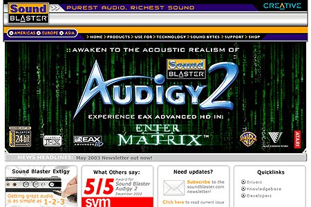Sound Blaster website in 2003